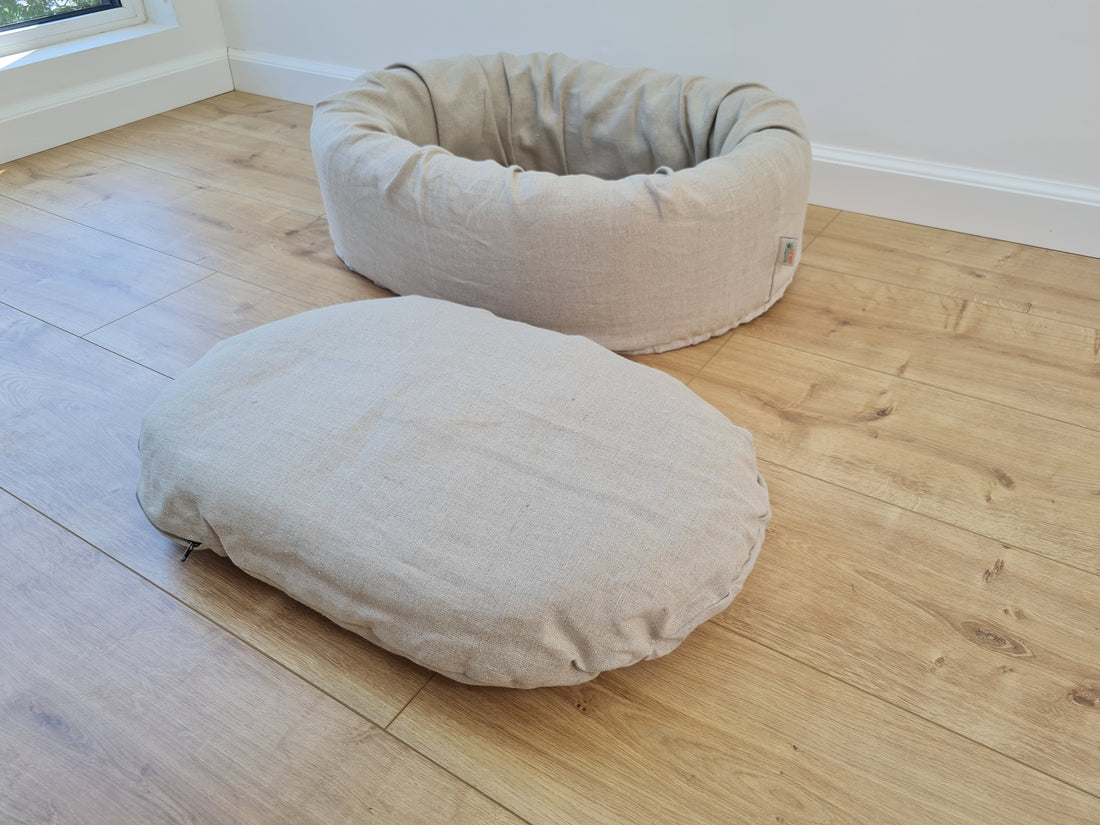 Unique Oval Hemp Linen Pet Bed Cot with Removable Washable Natural Non-dyed Linen Cover Filled Organic Hemp Fiber house eco-friendly Gift