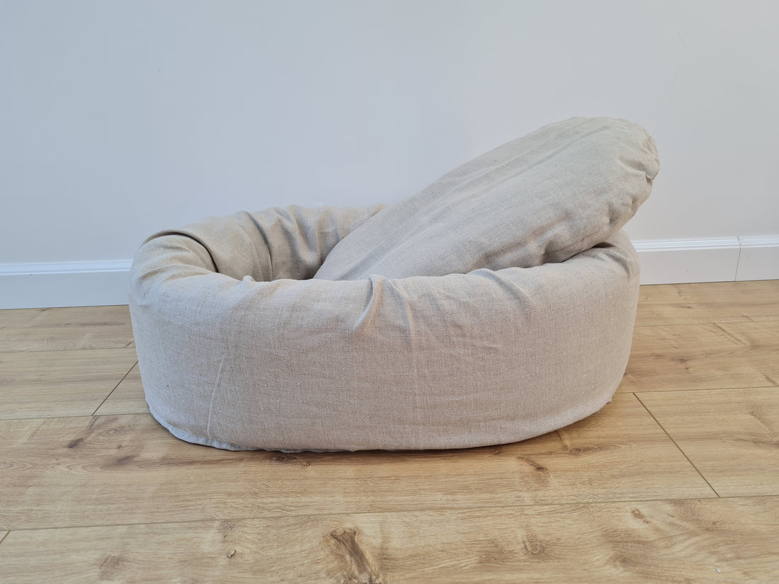 Unique Oval Hemp Linen Pet Bed Cot with Removable Washable Natural Non-dyed Linen Cover Filled Organic Hemp Fiber house eco-friendly Gift