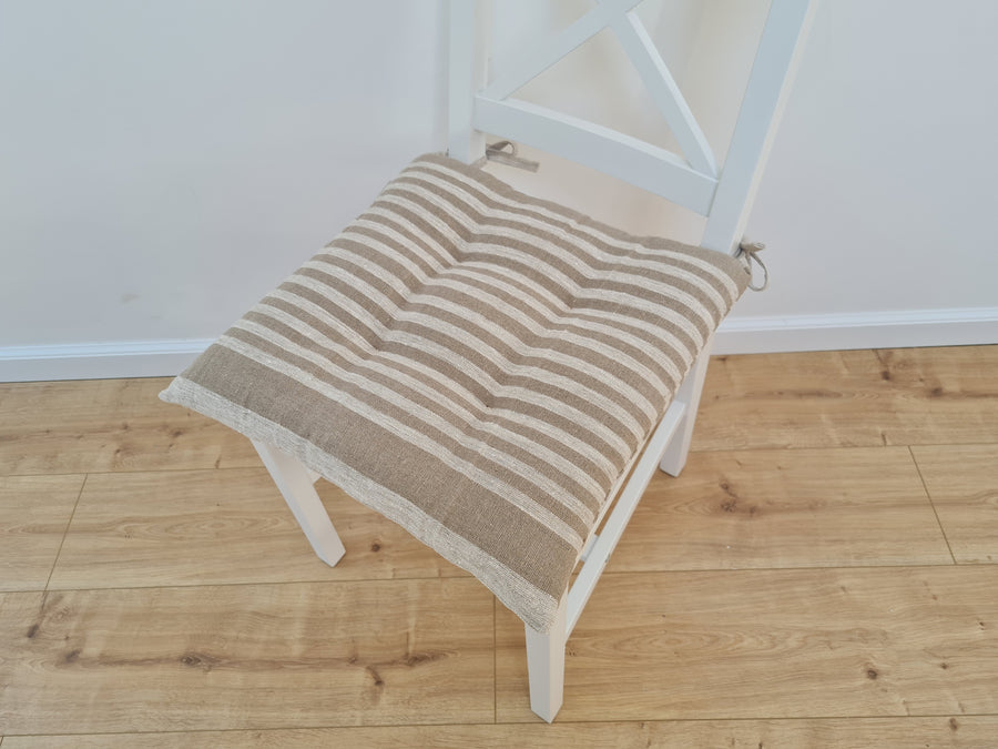Hemp Linen seat cushion for chair with ties filled organic hemp fiber in natural linen fabric Chair Cushion Pillow seat