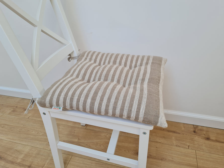 Hemp Linen seat cushion for chair with ties filled organic hemp fiber in natural linen fabric Chair Cushion Pillow seat