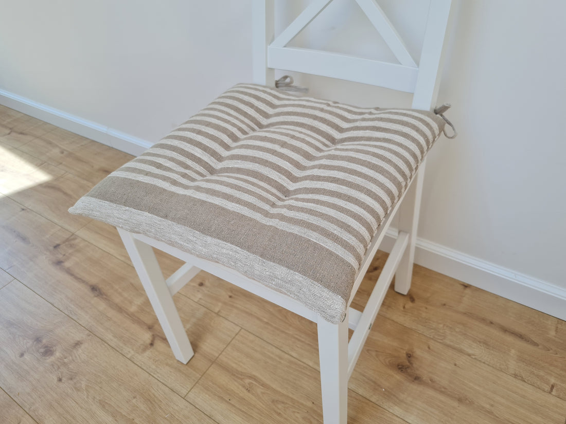 Hemp Linen seat cushion for chair with ties filled organic hemp fiber in natural linen fabric Chair Cushion Pillow seat
