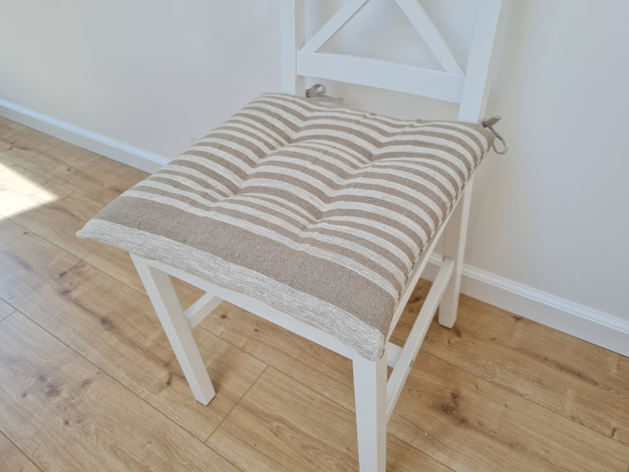 Hemp Linen seat cushion for chair with ties filled organic hemp fiber in natural linen fabric Chair Cushion Pillow seat