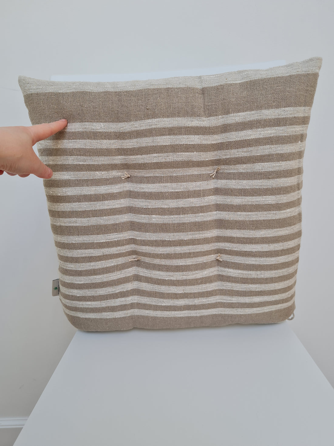 Hemp Linen seat cushion for chair with ties filled organic hemp fiber in natural linen fabric Chair Cushion Pillow seat