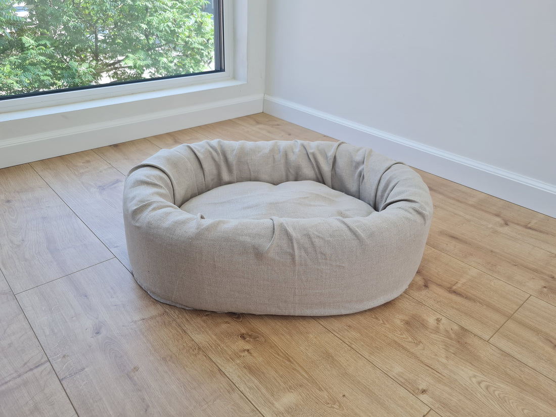 Unique Oval Hemp Linen Pet Bed Cot with Removable Washable Natural Non-dyed Linen Cover Filled Organic Hemp Fiber house eco-friendly Gift