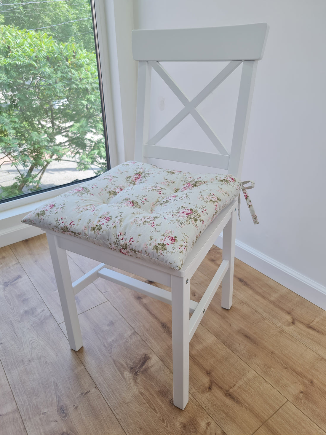 Hemp Chair Seat Cushion filled organic Hemp Fiber in Roses on Mint natural cotton fabric Custom Size, Pillow