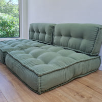 Unique Set of Hemp floor cushions: two 35"x28"x7.8"(90x72x20 cm), plus two back cushions of 28"x12.5"x7.8"(72x32x20) organic hemp filling