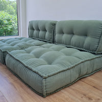 Unique Set of Hemp floor cushions: two 35"x28"x7.8"(90x72x20 cm), plus two back cushions of 28"x12.5"x7.8"(72x32x20) organic hemp filling