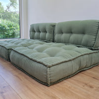 Unique Set of Hemp floor cushions: two 35"x28"x7.8"(90x72x20 cm), plus two back cushions of 28"x12.5"x7.8"(72x32x20) organic hemp filling