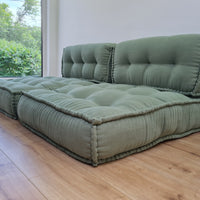 Unique Set of Hemp floor cushions: two 35"x28"x7.8"(90x72x20 cm), plus two back cushions of 28"x12.5"x7.8"(72x32x20) organic hemp filling