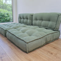 Unique Set of Hemp floor cushions: two 35"x28"x7.8"(90x72x20 cm), plus two back cushions of 28"x12.5"x7.8"(72x32x20) organic hemp filling