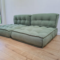 Unique Set of Hemp floor cushions: two 35"x28"x7.8"(90x72x20 cm), plus two back cushions of 28"x12.5"x7.8"(72x32x20) organic hemp filling