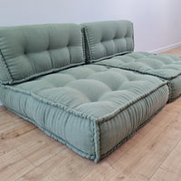 Unique Set of Hemp floor cushions: two 35"x28"x7.8"(90x72x20 cm), plus two back cushions of 28"x12.5"x7.8"(72x32x20) organic hemp filling
