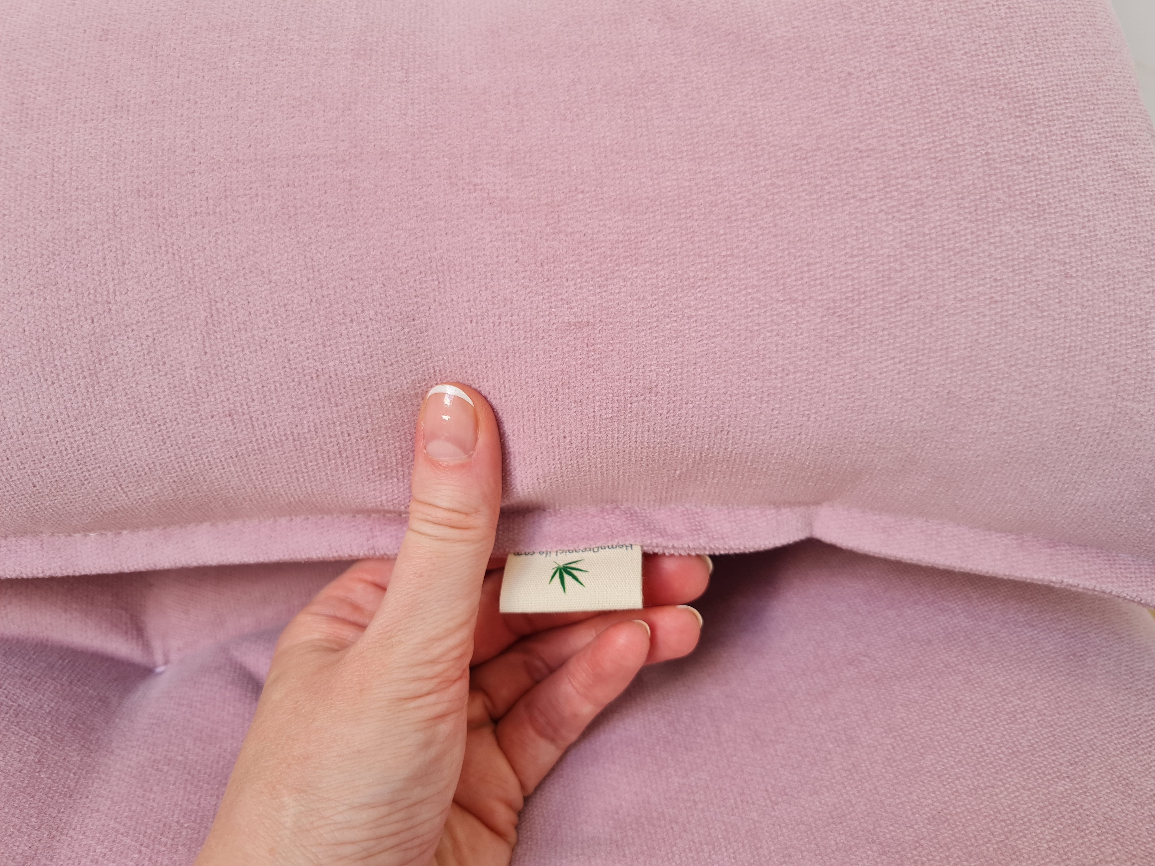 Organic HEMP Floor cushion reading nook pillow Organic Hemp fiber filling in soft pink cotton velvet fabric custom made