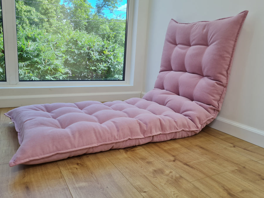 Organic HEMP Floor cushion reading nook pillow Organic Hemp fiber filling in soft pink cotton velvet fabric custom made