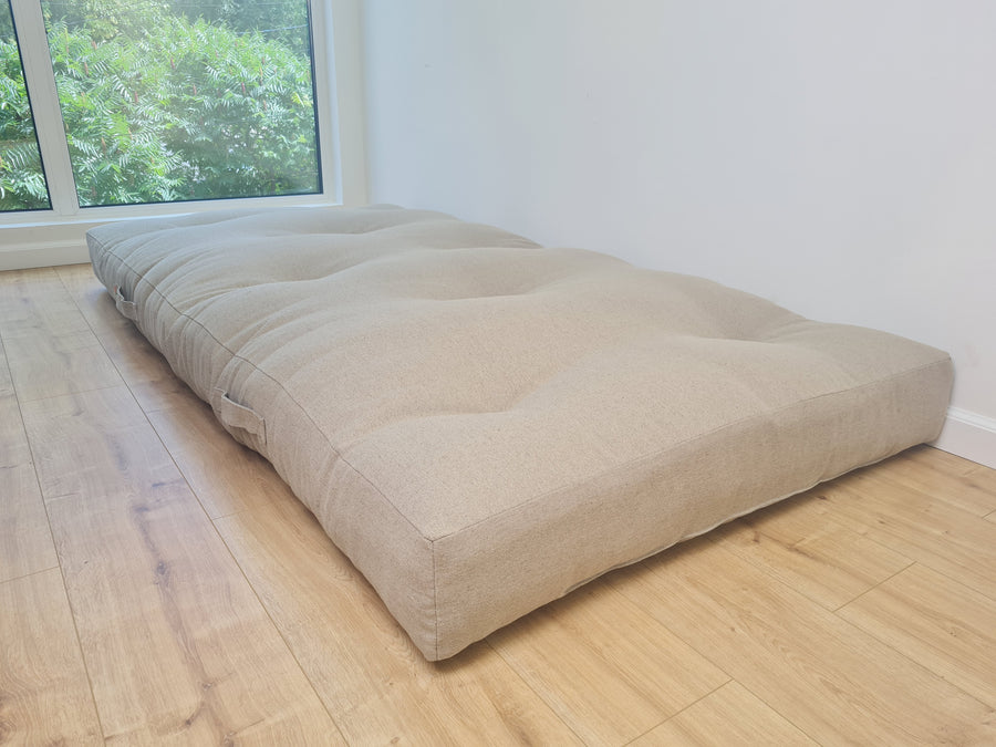 HEMP shikibuton 6” thick mat Shiki futon filled organic hemp fiber filler in natural undyed linen fabric Custom Size Hand made
