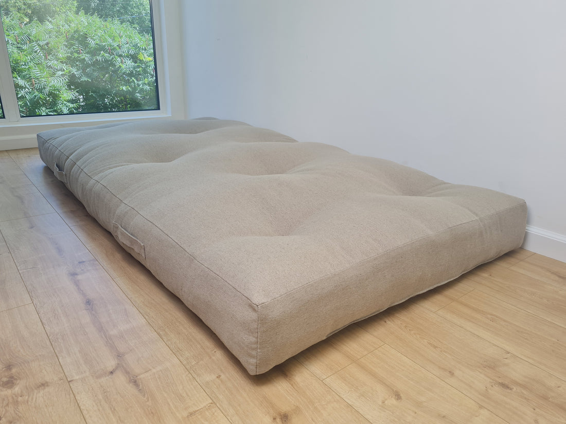 HEMP shikibuton 6” thick mat Shiki futon filled organic hemp fiber filler in natural undyed linen fabric Custom Size Hand made