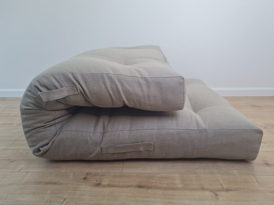 HEMP shikibuton 6” thick mat Shiki futon filled organic hemp fiber filler in natural undyed linen fabric Custom Size Hand made