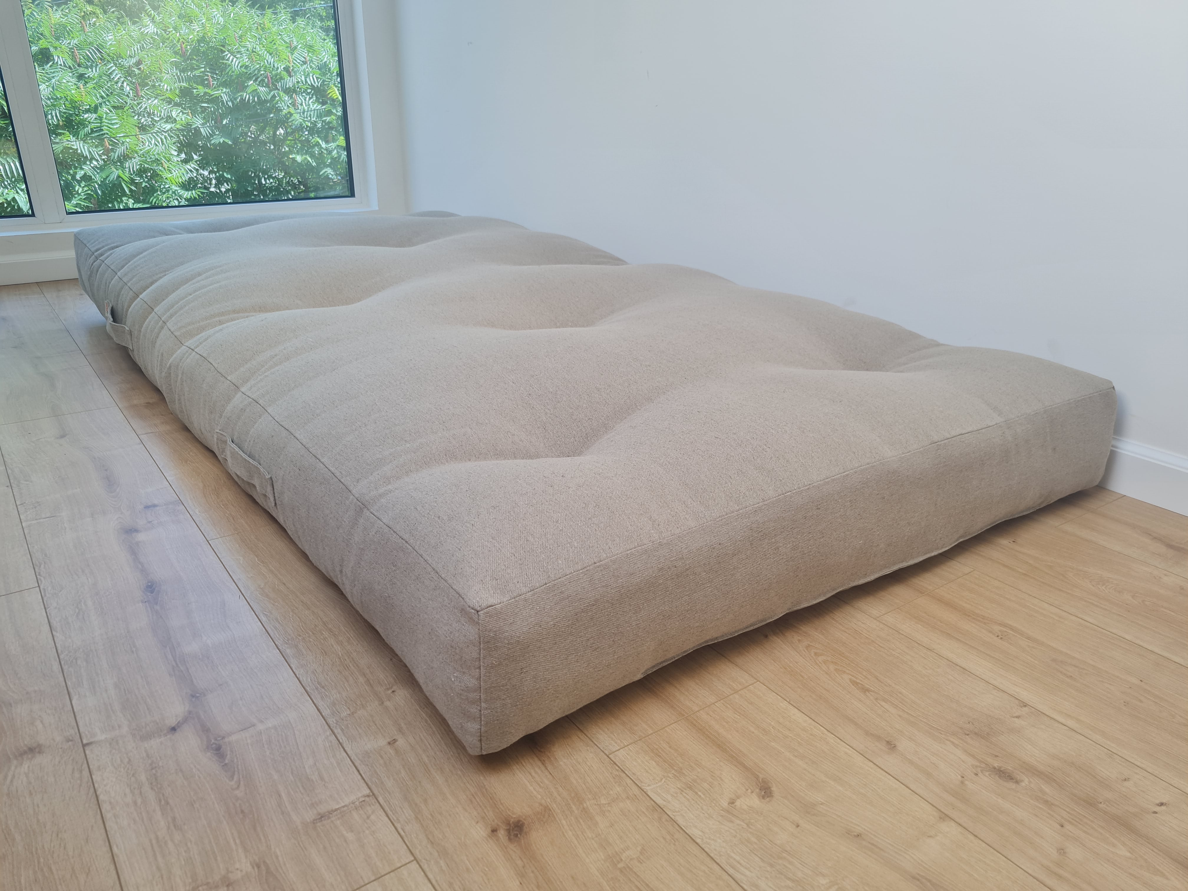 HEMP shikibuton 6” thick mat Shiki futon filled organic hemp fiber filler in natural undyed linen fabric Custom Size Hand made