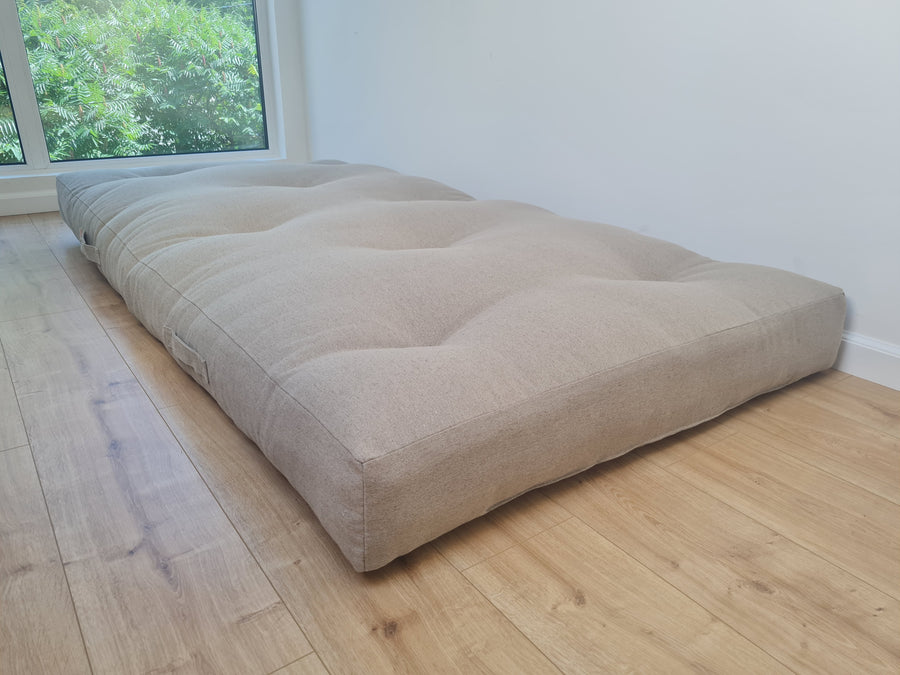 HEMP shikibuton 6” thick mat Shiki futon filled organic hemp fiber filler in natural undyed linen fabric Custom Size Hand made