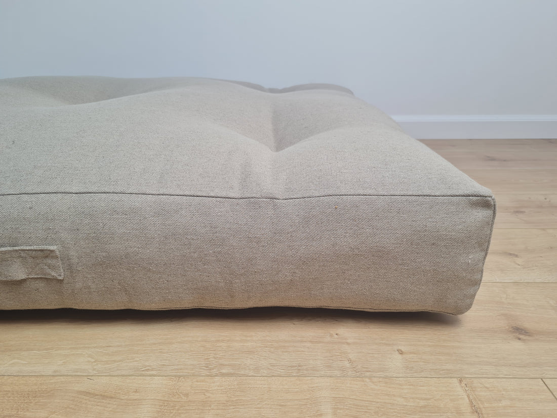 HEMP shikibuton 6” thick mat Shiki futon filled organic hemp fiber filler in natural undyed linen fabric Custom Size Hand made