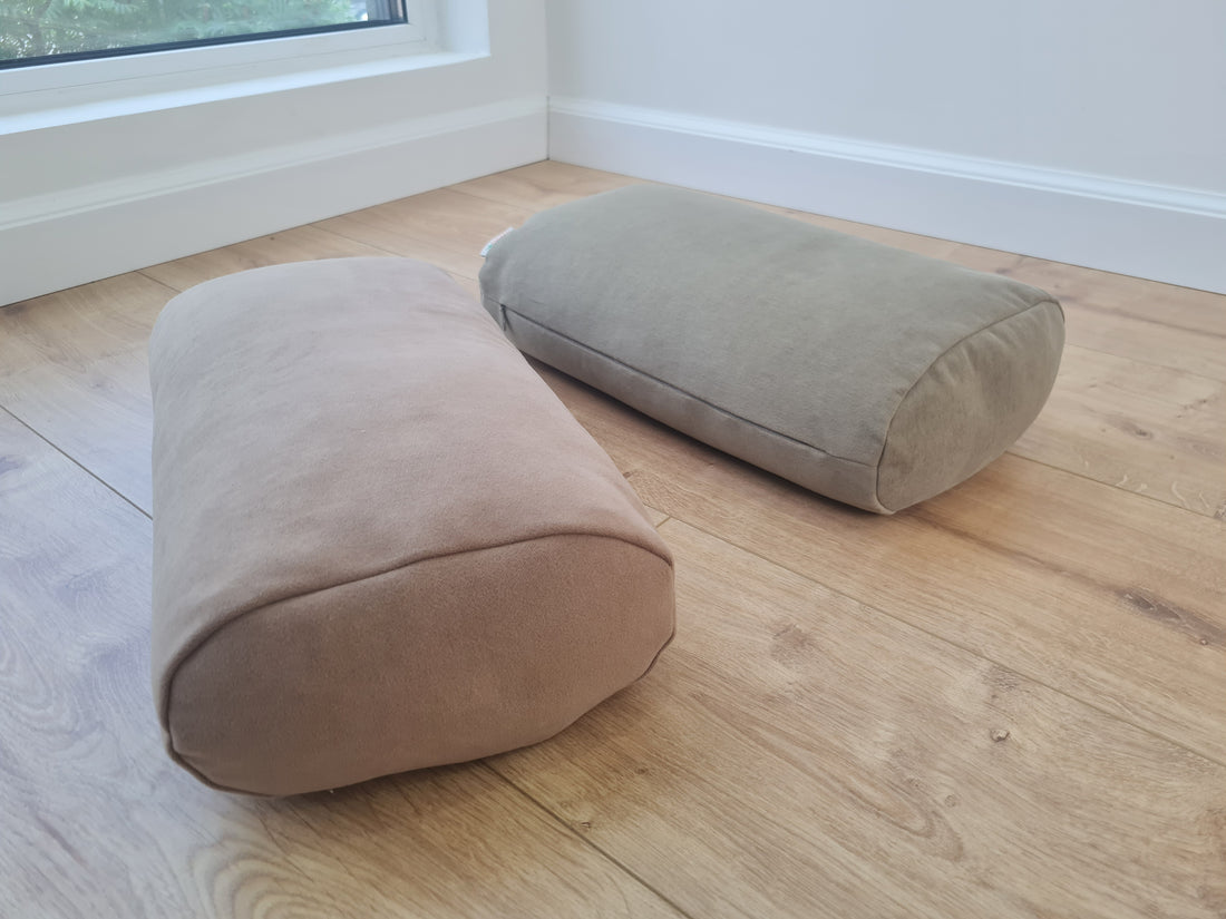 Cotton Bolster filled organic Buckwheat hulls yoga pillow Meditation pillow natural Italian velvet cotton fabric
