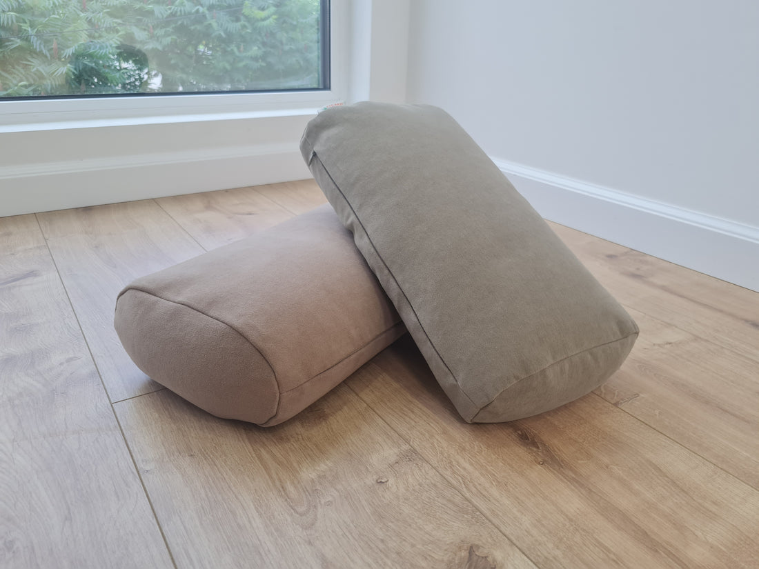 Cotton Bolster filled organic Buckwheat hulls yoga pillow Meditation pillow natural Italian velvet cotton fabric