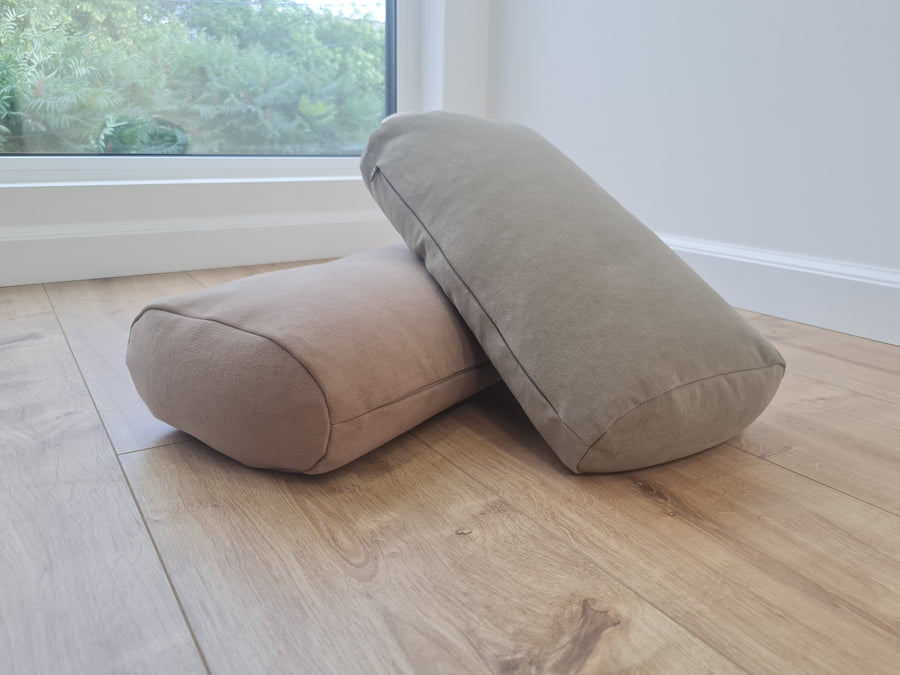 Cotton Bolster filled organic Buckwheat hulls yoga pillow Meditation pillow natural Italian velvet cotton fabric