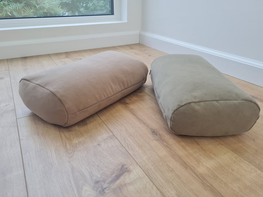 Cotton Bolster filled organic Buckwheat hulls yoga pillow Meditation pillow natural Italian velvet cotton fabric