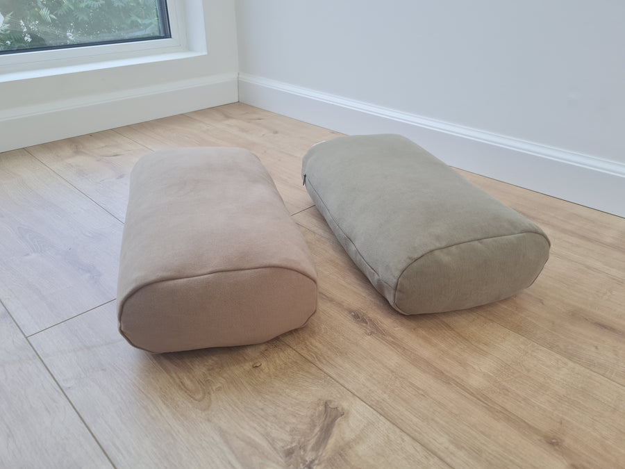 Cotton Bolster filled organic Buckwheat hulls yoga pillow Meditation pillow natural Italian velvet cotton fabric
