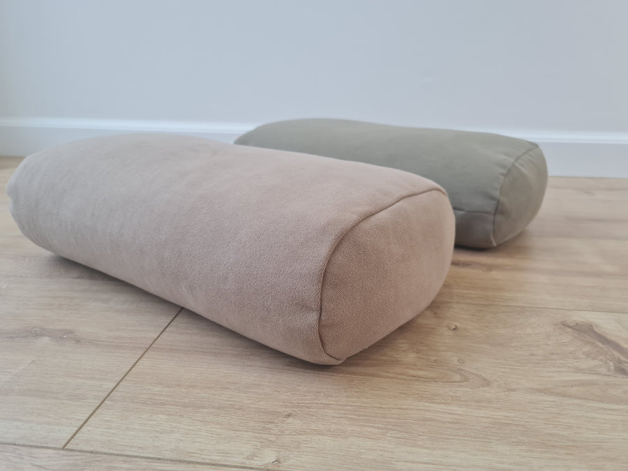 Cotton Bolster filled organic Buckwheat hulls yoga pillow Meditation pillow natural Italian velvet cotton fabric