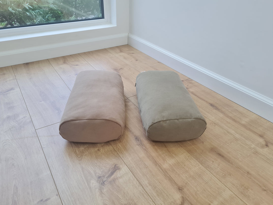 Cotton Bolster filled organic Buckwheat hulls yoga pillow Meditation pillow natural Italian velvet cotton fabric