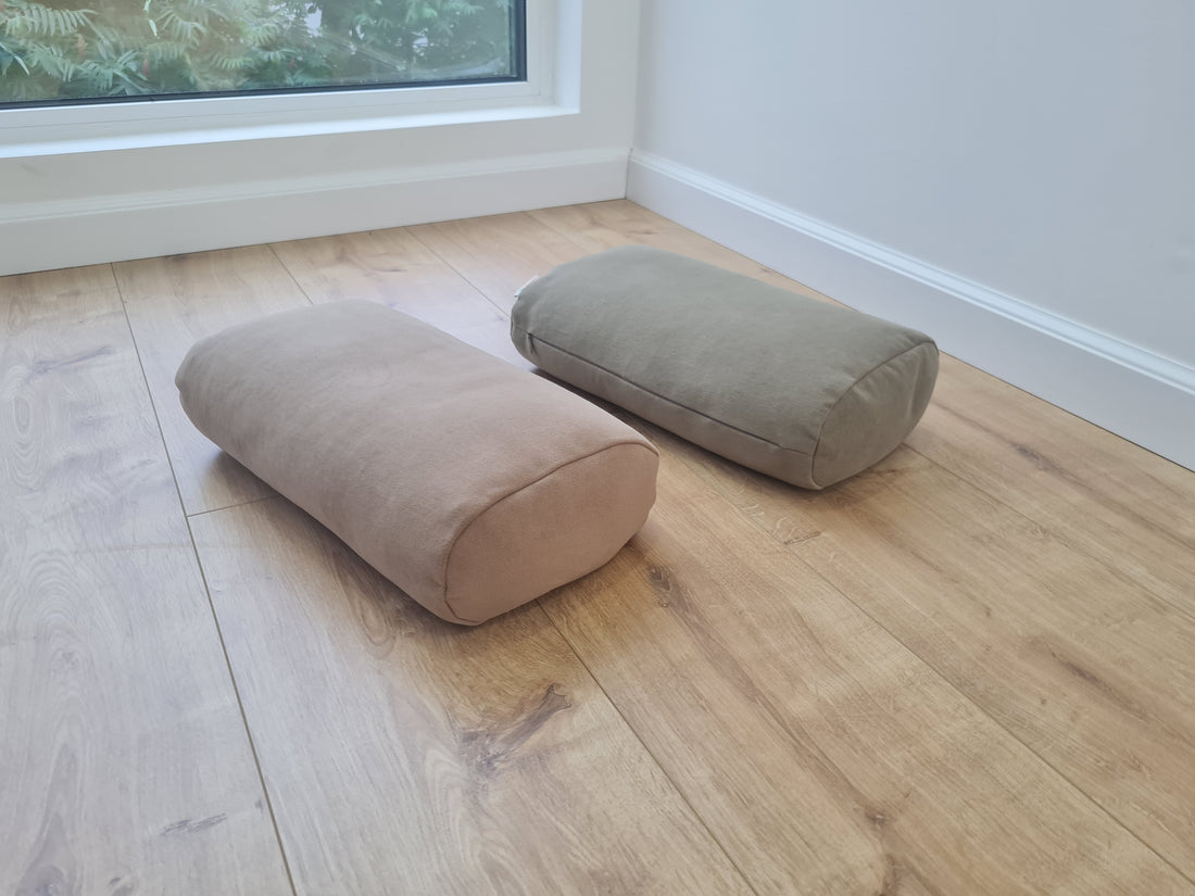 Cotton Bolster filled organic Buckwheat hulls yoga pillow Meditation pillow natural Italian velvet cotton fabric