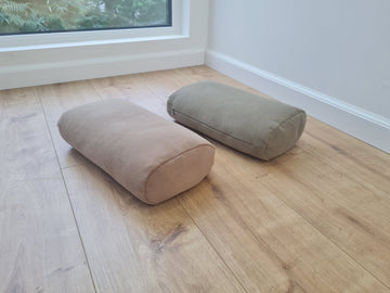 Cotton Bolster filled organic Buckwheat hulls yoga pillow Meditation pillow natural Italian velvet cotton fabric