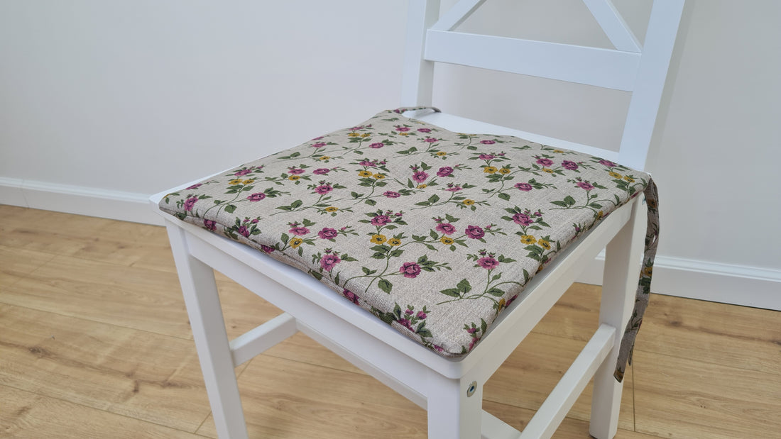 13" x 13" (33x33 cm) Hemp Linen seat cushion for chair with ties filled organic hemp fiber in natural linen fabric Chair Cushion Pillow seat