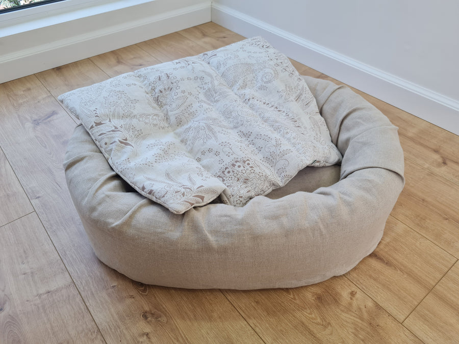 16" x 20" (40 x 50 cm) HEMP DOG blanket filled HEMP Fiber in natural linen fabric dog blanket for bed dog mat