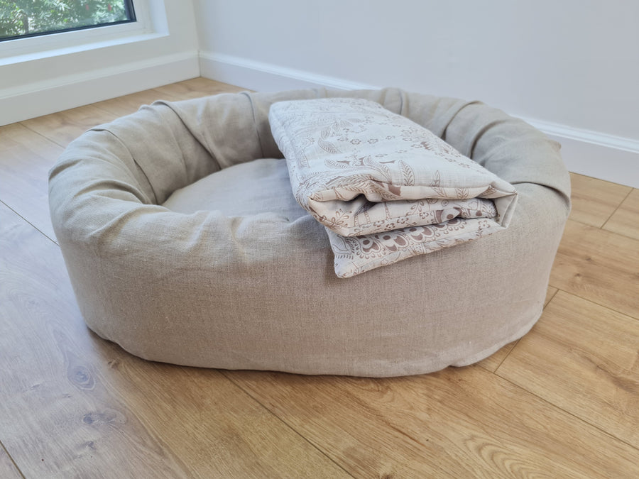 16" x 20" (40 x 50 cm) HEMP DOG blanket filled HEMP Fiber in natural linen fabric dog blanket for bed dog mat
