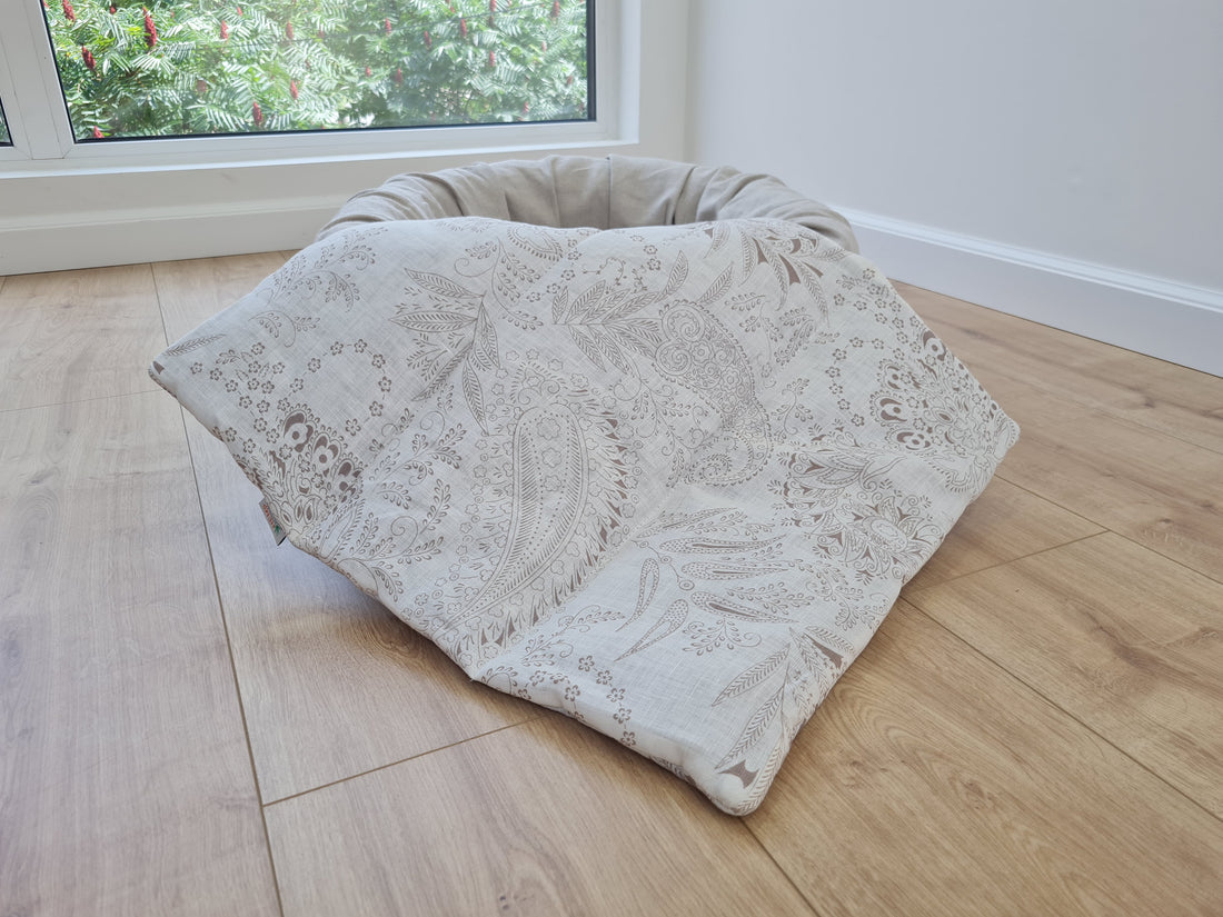 16" x 20" (40 x 50 cm) HEMP DOG blanket filled HEMP Fiber in natural linen fabric dog blanket for bed dog mat