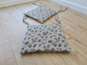 13" x 13" (33x33 cm) Hemp Linen seat cushion for chair with ties filled organic hemp fiber in natural linen fabric Chair Cushion Pillow seat