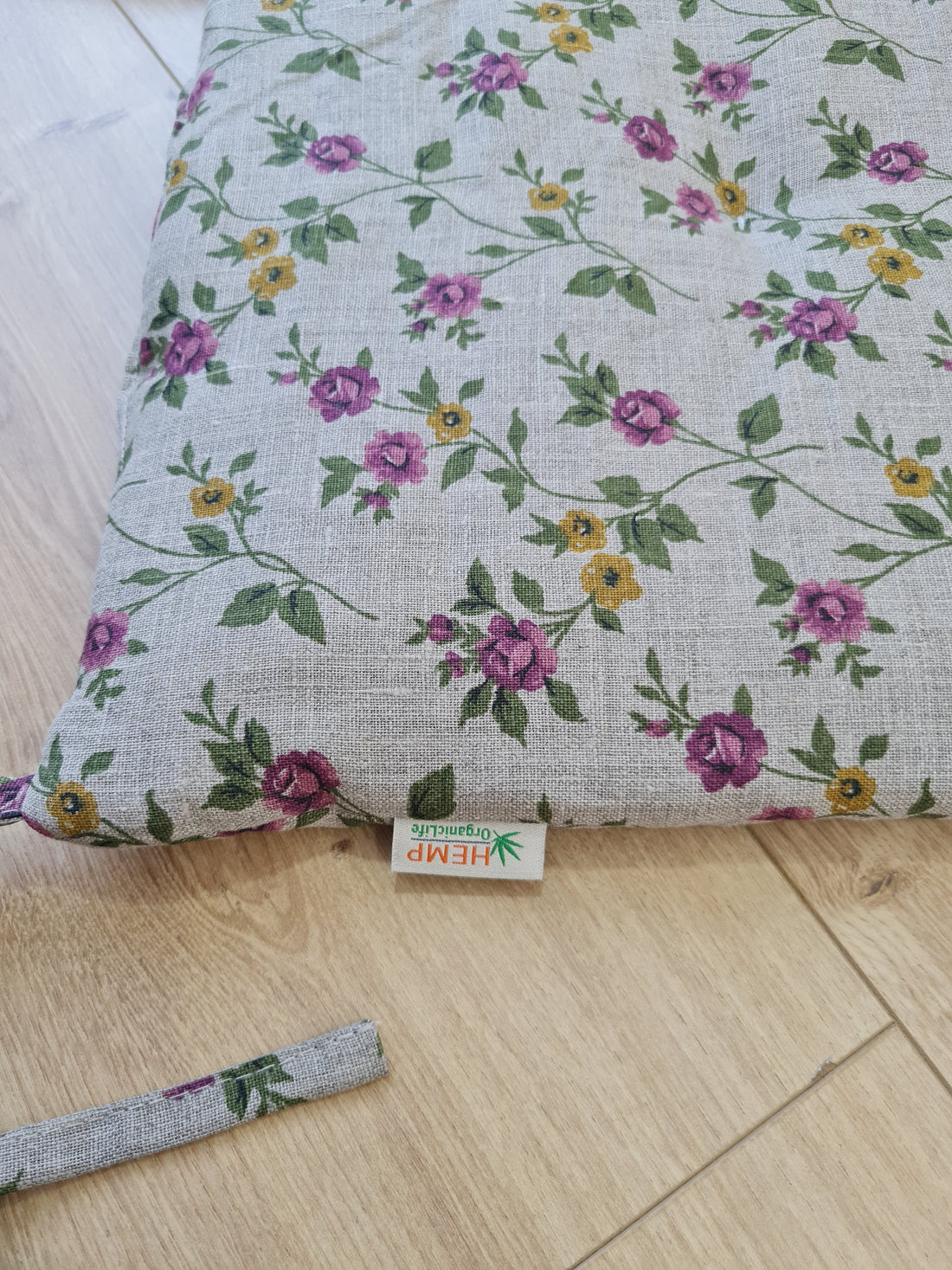 13" x 13" (33x33 cm) Hemp Linen seat cushion for chair with ties filled organic hemp fiber in natural linen fabric Chair Cushion Pillow seat