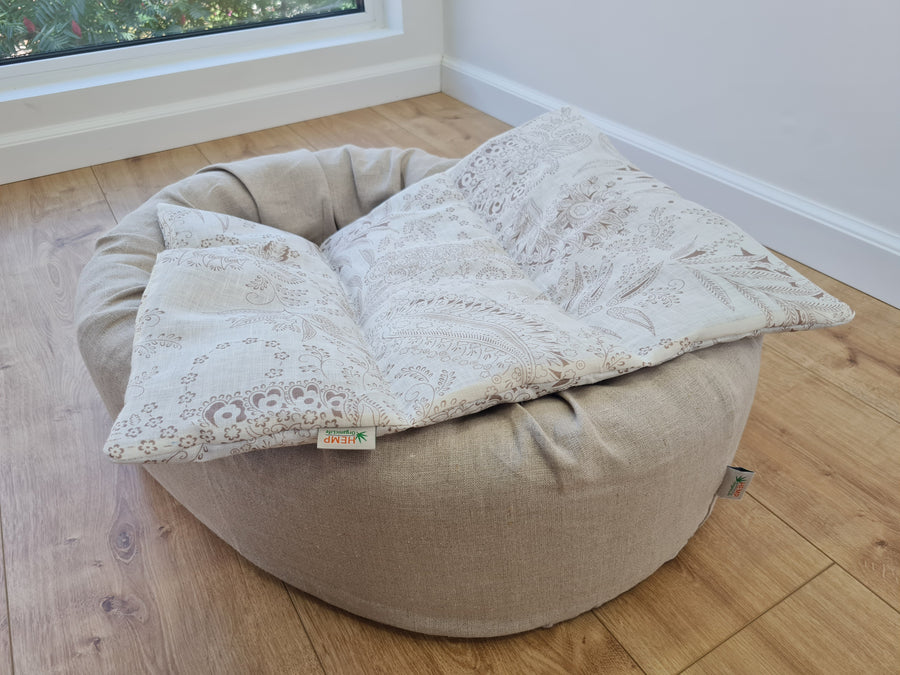 16" x 20" (40 x 50 cm) HEMP DOG blanket filled HEMP Fiber in natural linen fabric dog blanket for bed dog mat