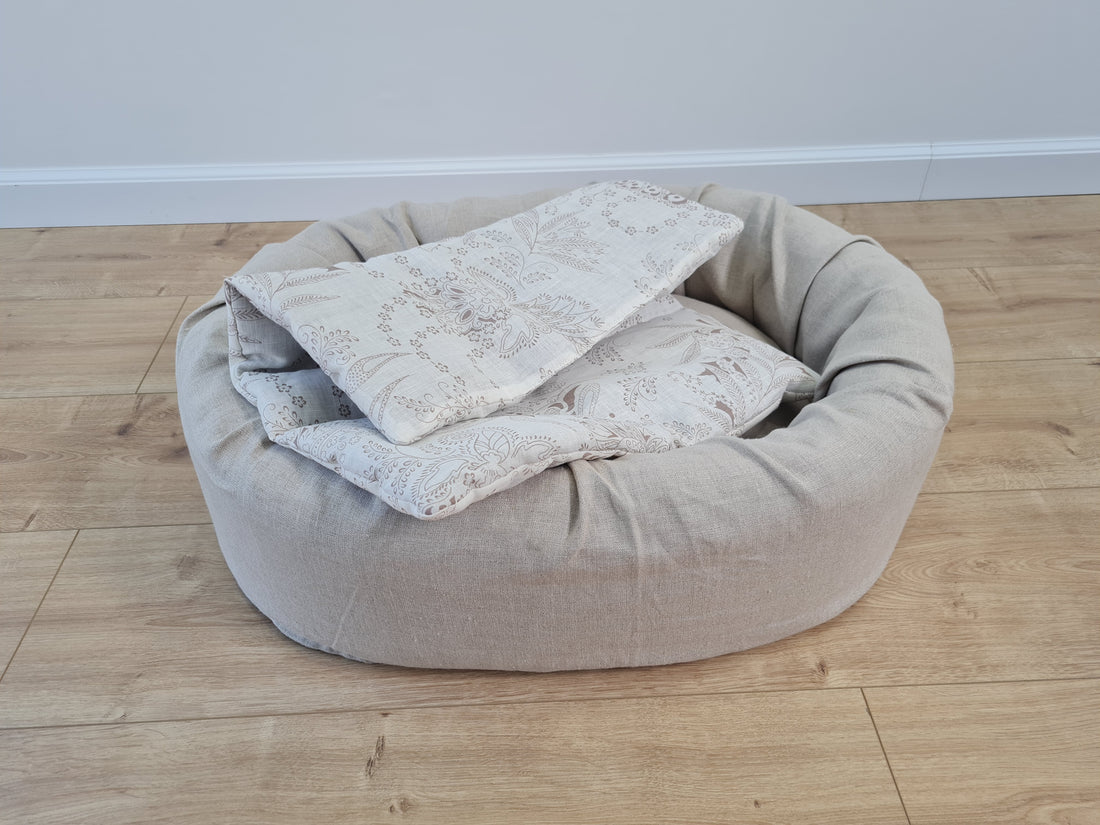 16" x 20" (40 x 50 cm) HEMP DOG blanket filled HEMP Fiber in natural linen fabric dog blanket for bed dog mat