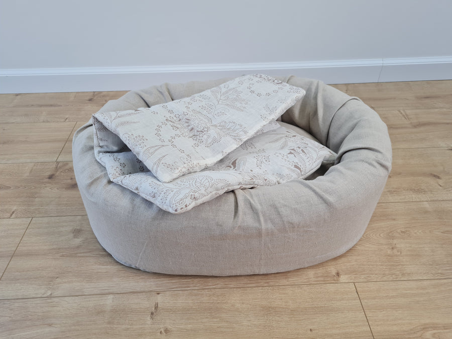 16" x 20" (40 x 50 cm) HEMP DOG blanket filled HEMP Fiber in natural linen fabric dog blanket for bed dog mat