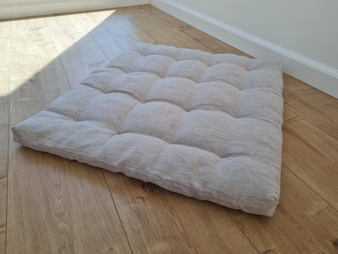 Hemp natural Sauna cushions natural mats seating pads meditation mats with organic Hemp fiber filling in natural non-dyed linen fabric