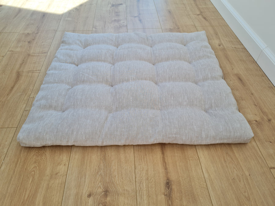 Hemp natural Sauna cushions natural mats seating pads meditation mats with organic Hemp fiber filling in natural non-dyed linen fabric