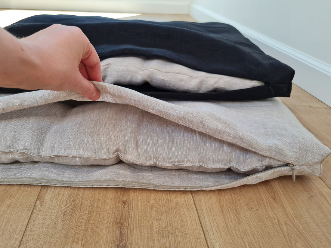 Hemp natural Sauna cushions natural mats seating pads meditation mats with organic Hemp fiber filling in natural non-dyed linen fabric