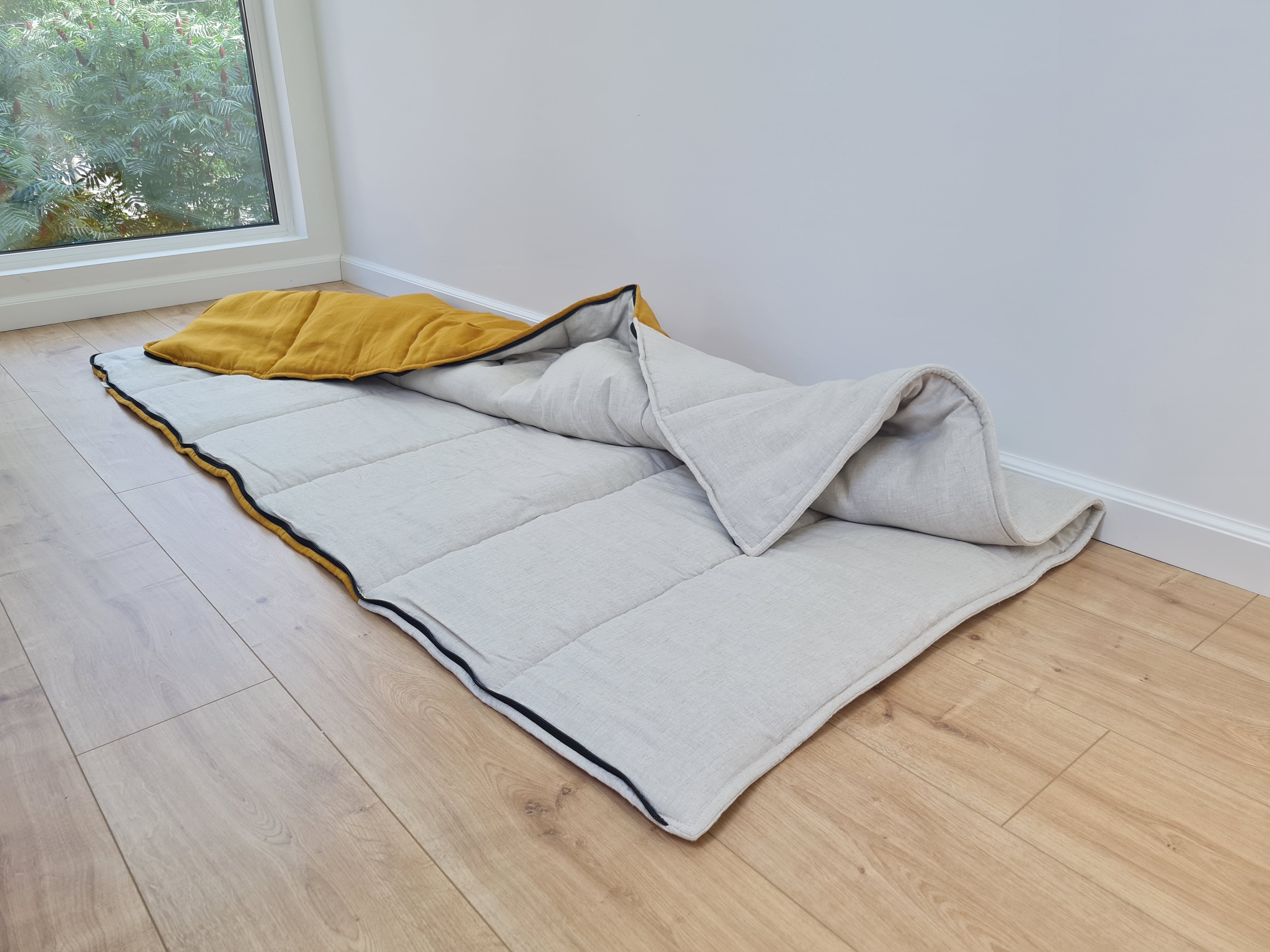 Thick HEMP Sleeping bag HEMP and lilen fabric filled organic Hemp fiber filling - Hemp sleep bag / blanket quilt, hand made