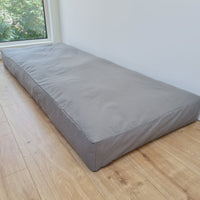 Hemp filled futon 6" thick in natural cotton fabric with Water-repellent cotton cover with zipper
