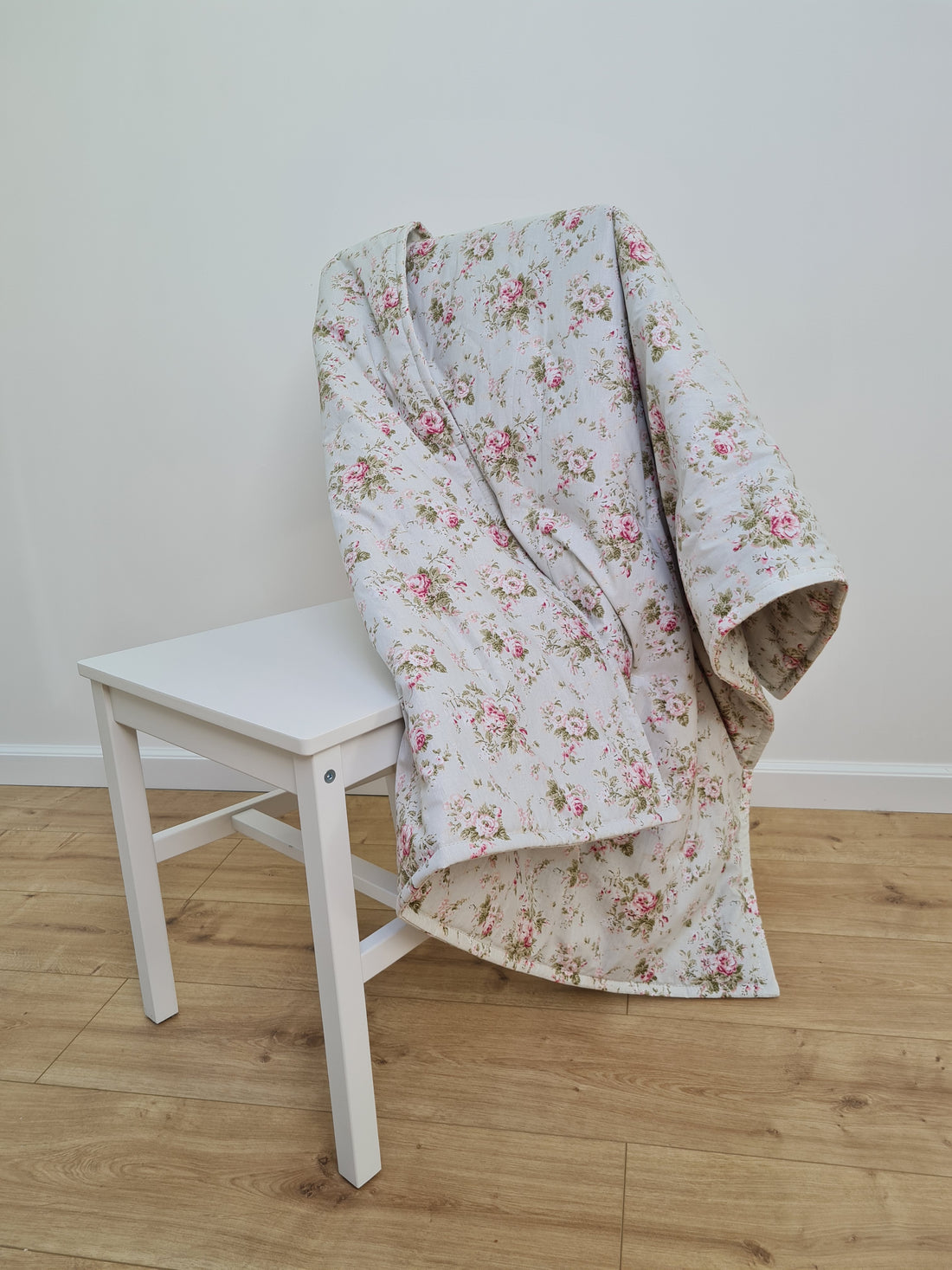 Natural Hemp Blanket in Roses on Mint natural cotton fabric filled organic Hemp fiber filler Full Queen King Custom size Blanket