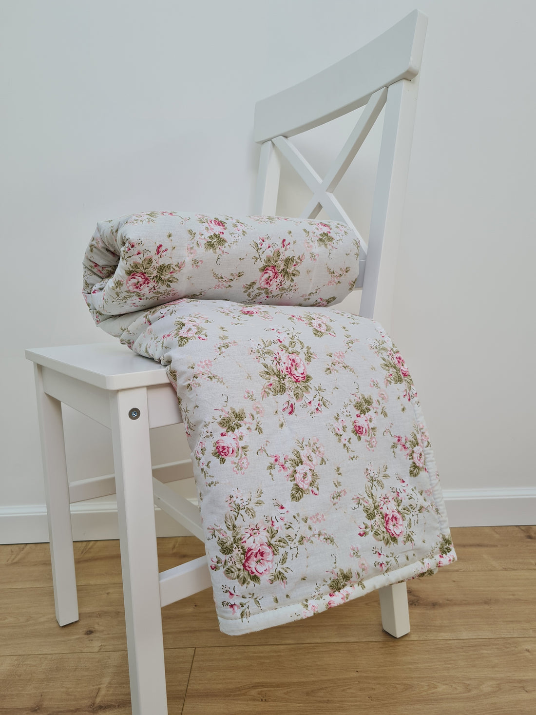 Natural Hemp Blanket in Roses on Mint natural cotton fabric filled organic Hemp fiber filler Full Queen King Custom size Blanket