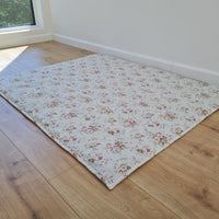 Natural Hemp Blanket in Roses on Mint natural cotton fabric filled organic Hemp fiber filler Full Queen King Custom size Blanket